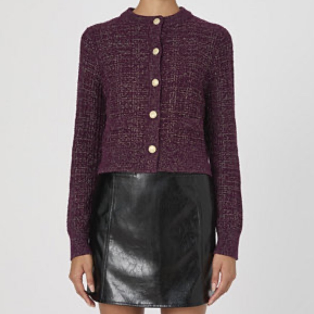 French Connection Metallic Tweed Knit Cardigan - Picture 6 of 6
